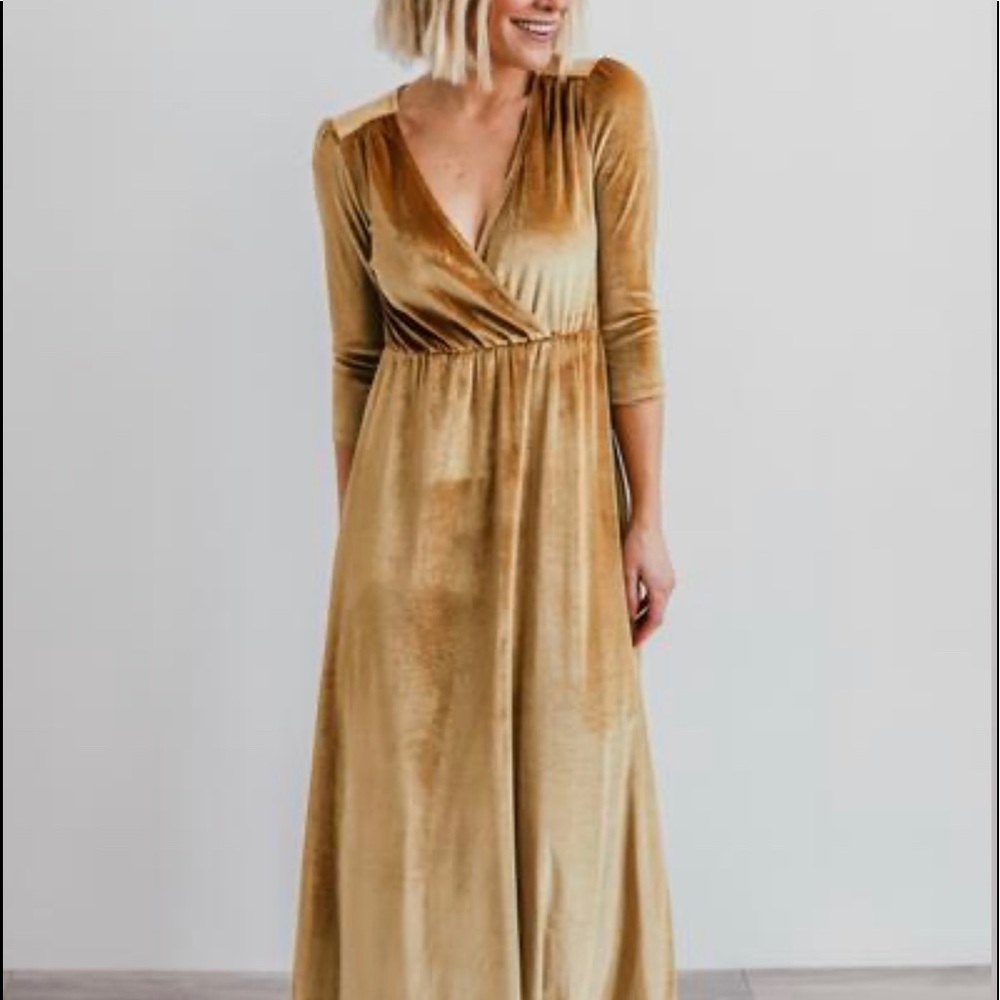 Baltic Born gold velvet maxi dress